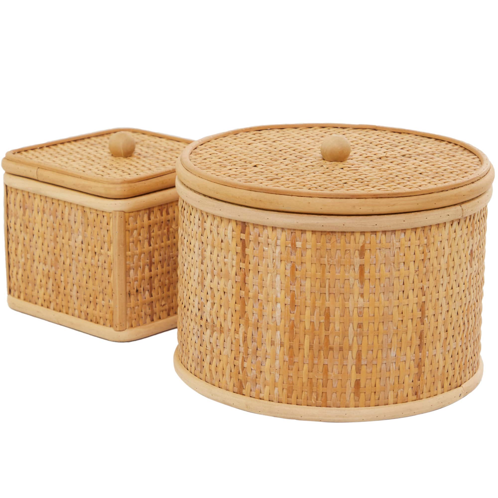 Brown Rattan Storage Box Set